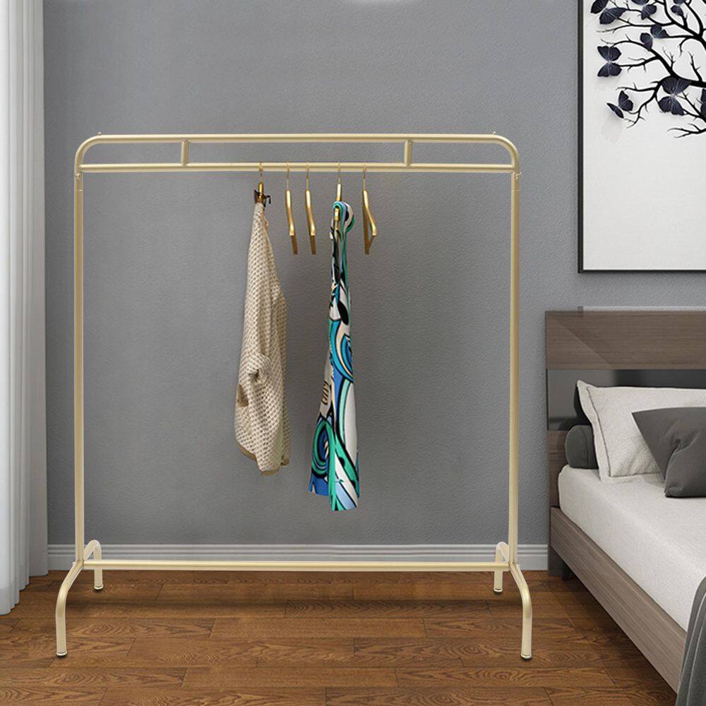 None Gold Iron Freestanding Industrial Pipe Clothes Rack 47.2 in. W x 53.1 in. H
