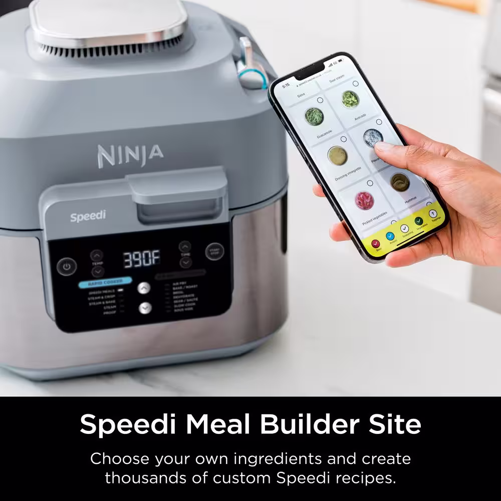 NINJA Speedi Rapid Grey 24-Cup Steam Cooker and Air Fryer with 12 in 1 Functionality SF301