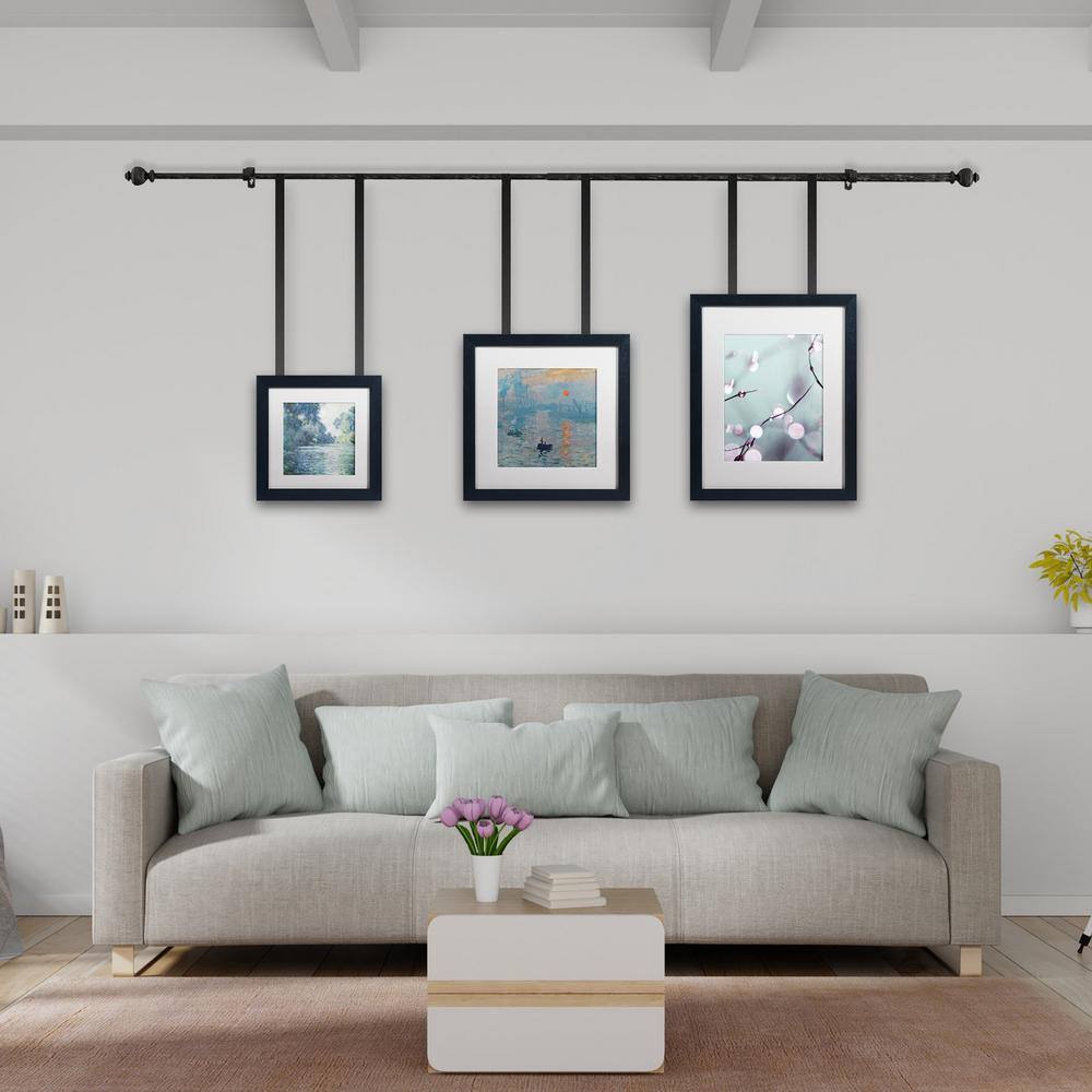 None 1 in. Telescoping 48 in. to 84 in. Single Curtain Rod - Modern Urn Finals and Mounting Hardware in Black