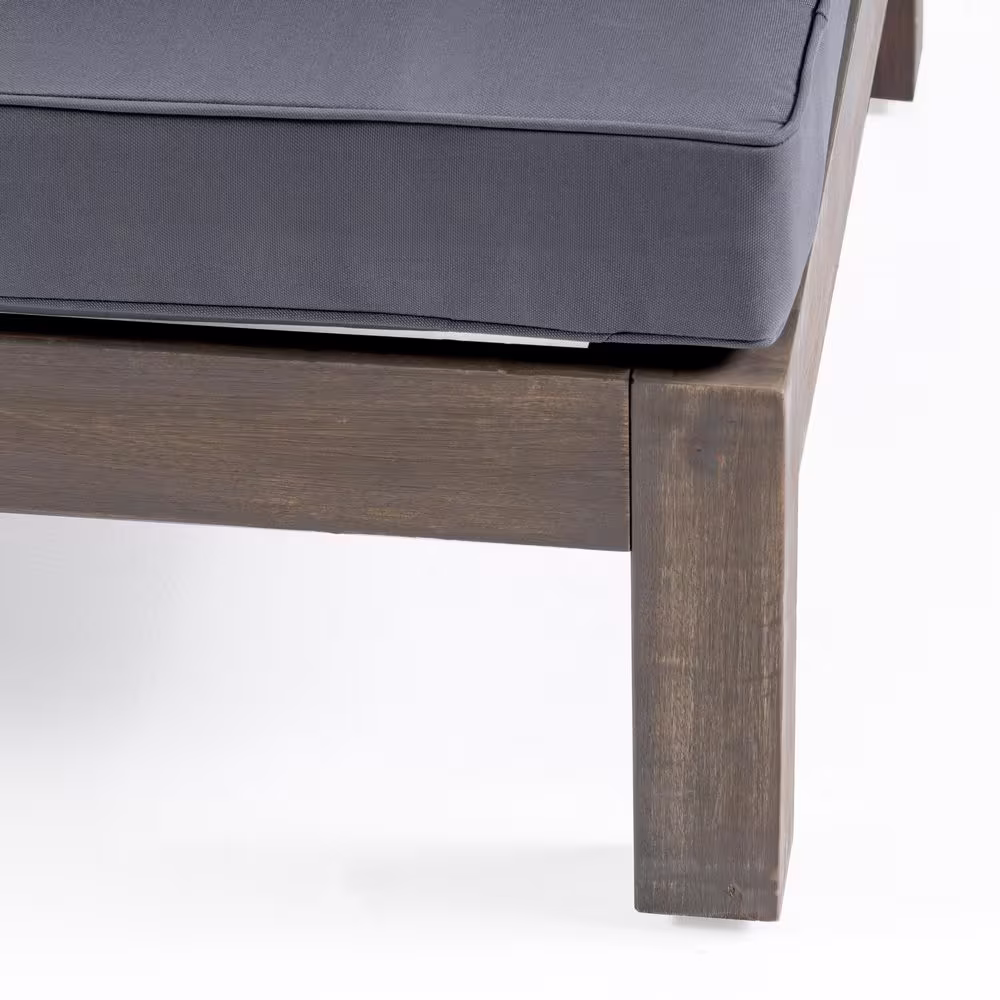 Noble House Oana Grey 9-Piece Wood Patio Conversation Sectional Seating Set with Dark Grey Cushions