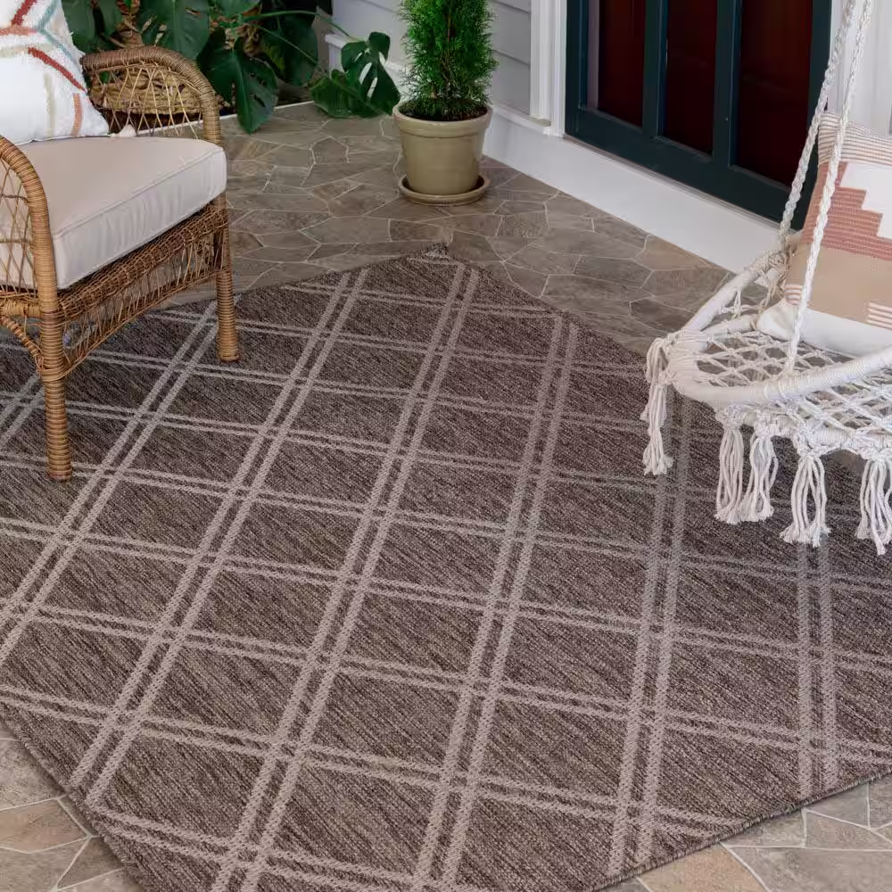 Hampton Bay Pebble/Heather 9 ft. x 12 ft. Traditional Polypropylene Indoor/Outdoor Area Rug
