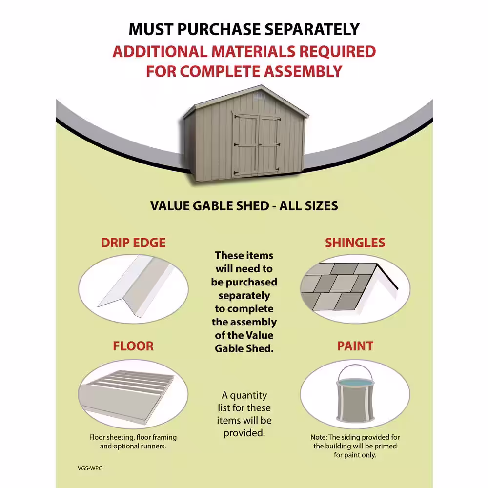LITTLE COTTAGE CO. Value Gable 10 ft. x 16 ft. Wood Shed Precut Kit