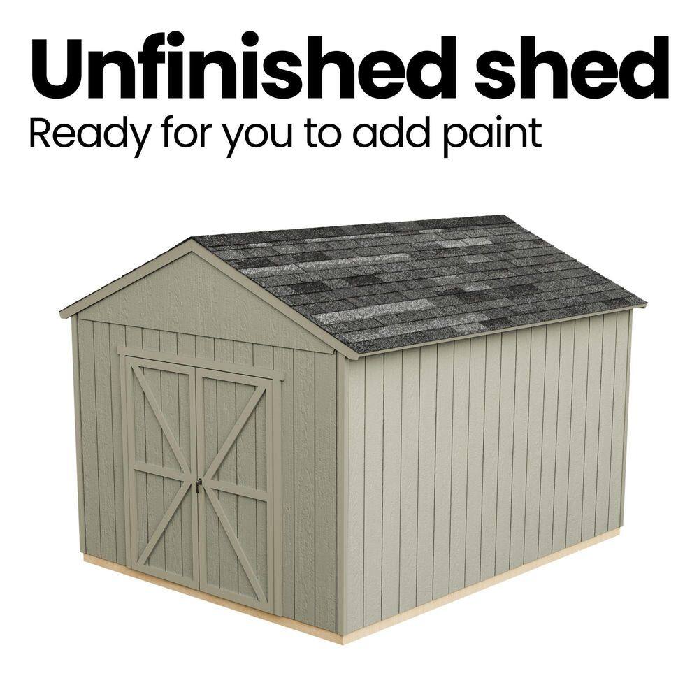 Handy Home Products Professionally Installed All Weather High Wind 145 12 ft. W x 12 ft. Wood Shed with Autumn Brown Shingles (144 sq. ft.)