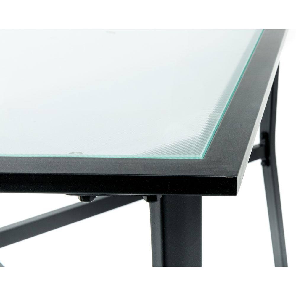 Hanover Lavallette Black Steel 5-Piece Outdoor Dining Set with Silver Linings Cushions