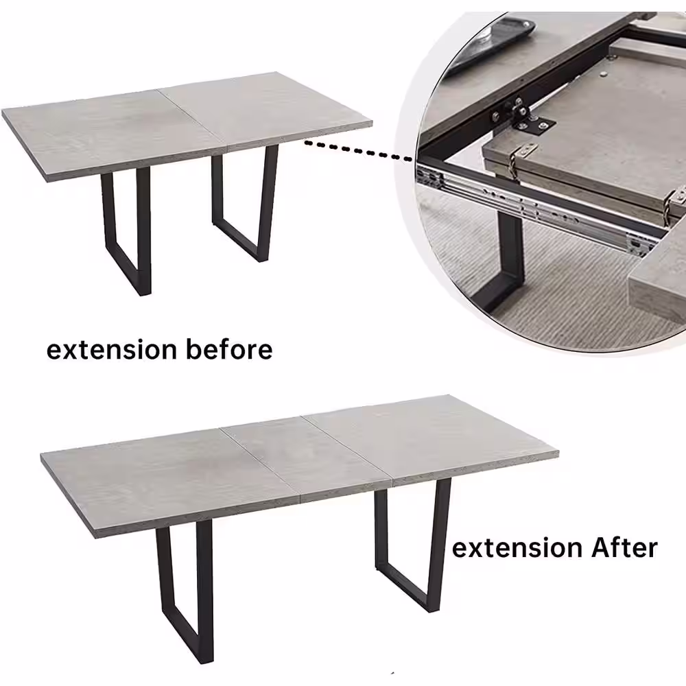 None 7-Piece Set of 6 White Chairs and Retractable Dining Table, Dining Table Set, Dining Room Set with 6 Modern Chairs