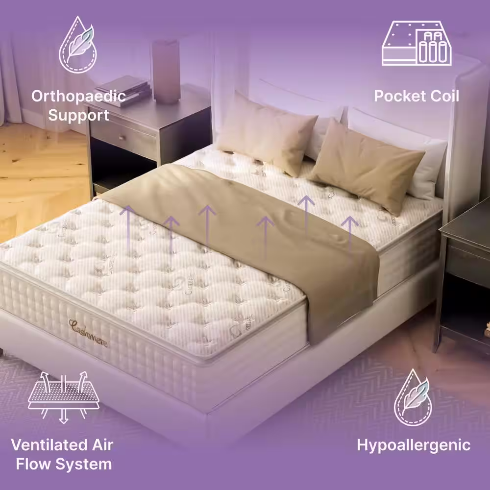 NapQueen Cashmere Queen Medium Hybrid 14 in. Mattress