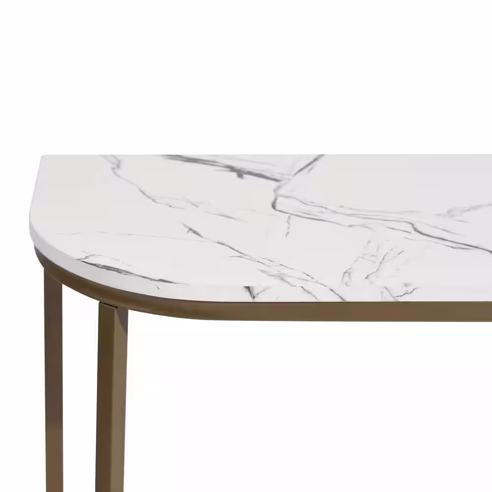 None Adria 39.4 in. Gold Half-Moon Wood Console Table