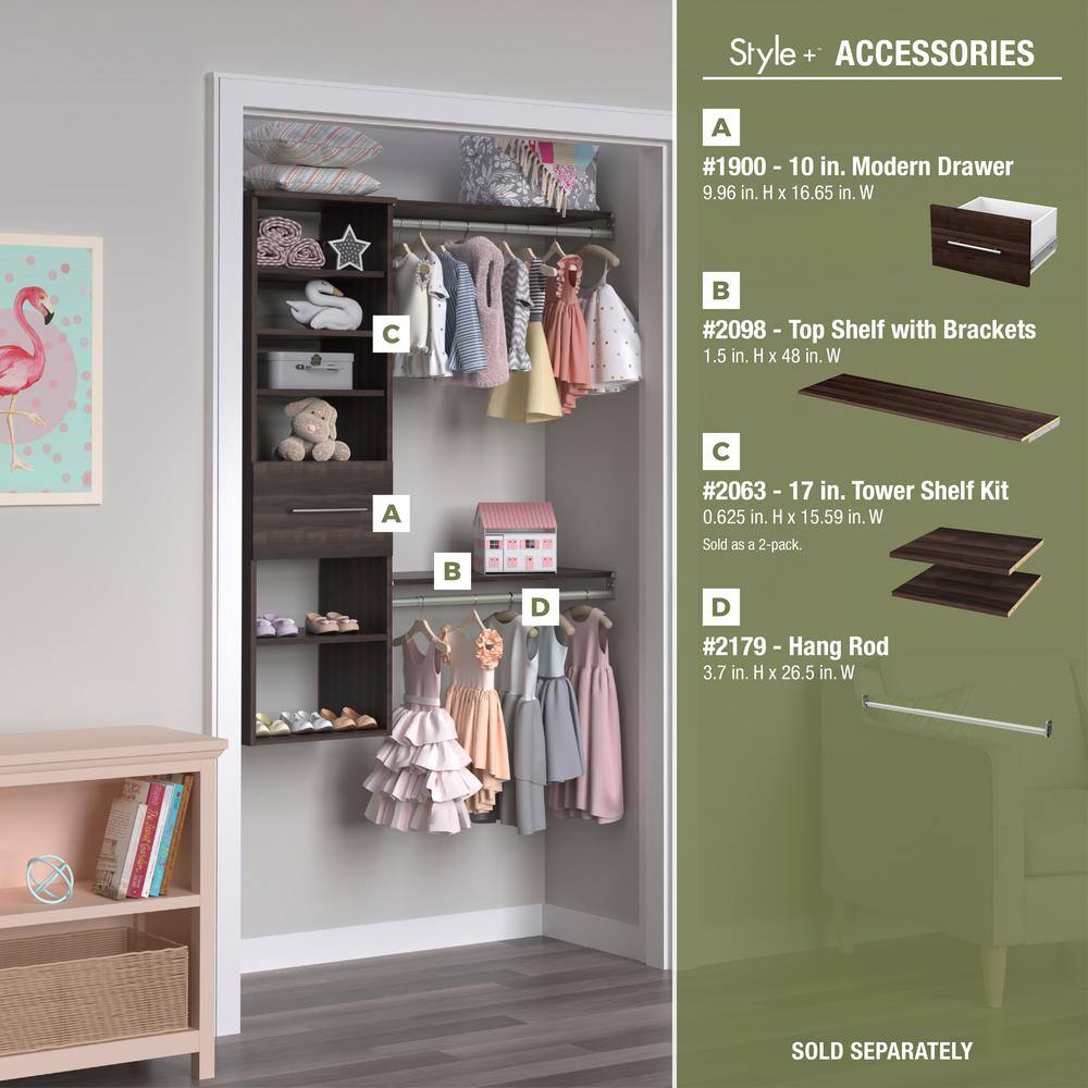 ClosetMaid Style+ 17 in. W Modern Walnut Hanging Wood Closet Tower