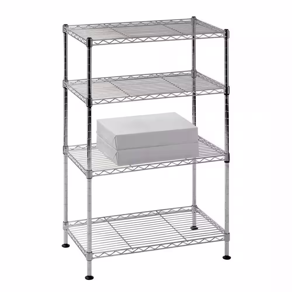 Sandusky Chrome 4-Tier Heavy Duty Steel Garage Storage Shelving Unit (20 in. W x 32 in. H x 12 in. D)