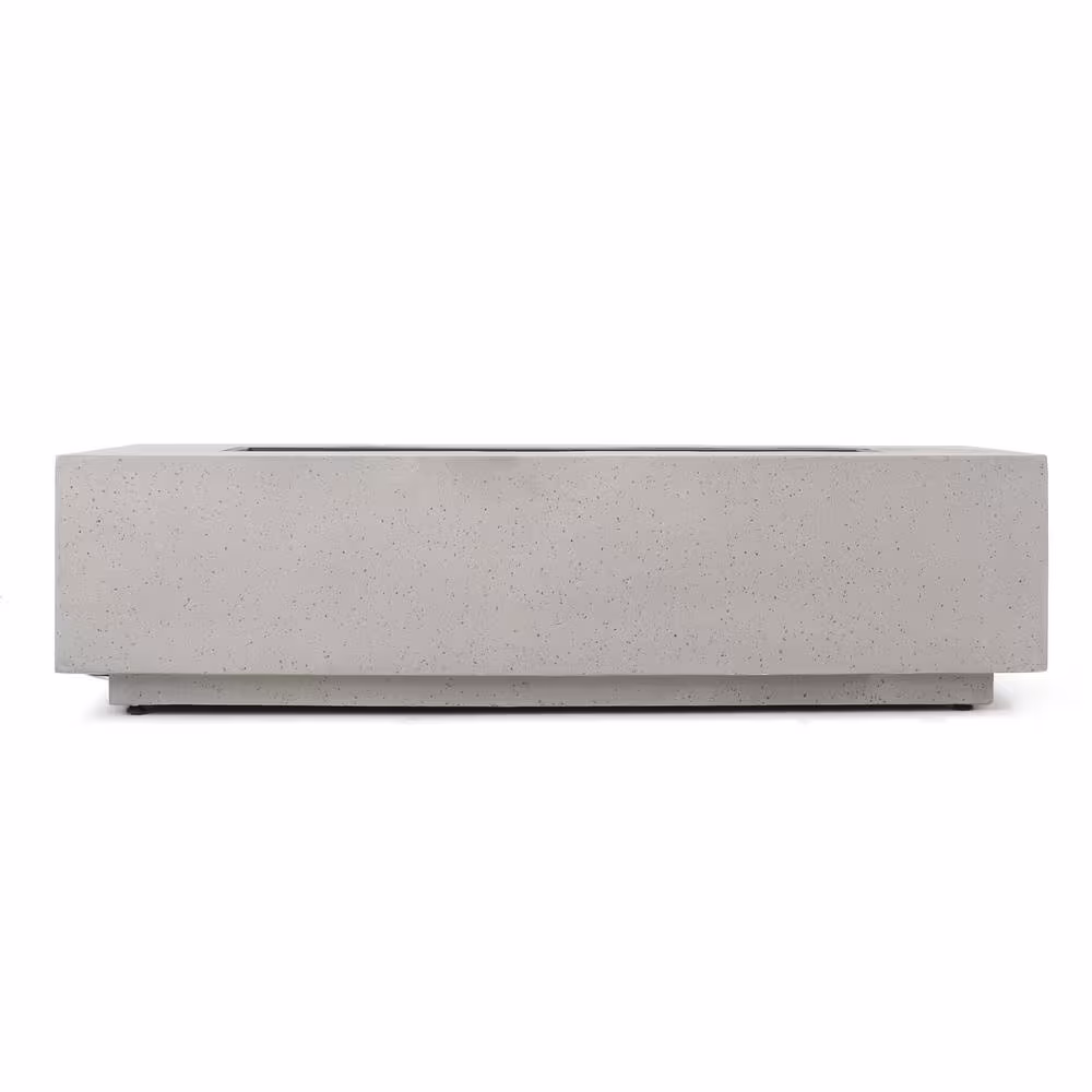 Noble House Mayfair Light Gray Rectangular Stone Fire Pit (No Tank Holder)