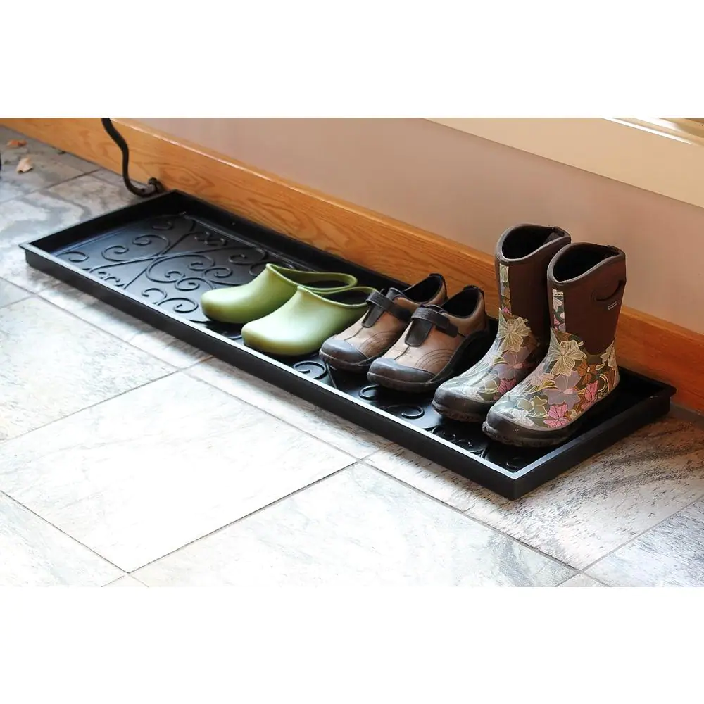 ACHLA DESIGNS Black 46 in. Wide Multi Purpose Rubber Area Boot Large Tray
