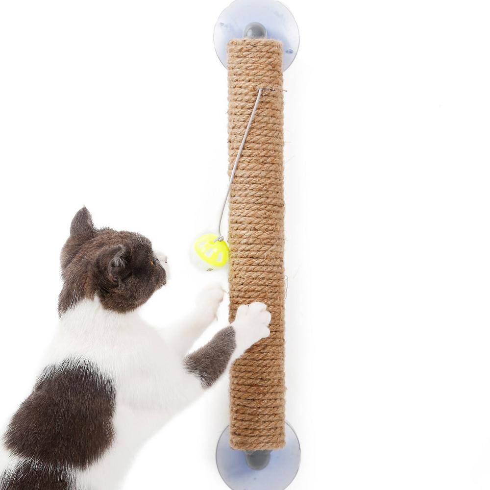 Pet Life Stick N' Claw' Sisal Rope and Toy Suction Cup Stick Shaped Cat Scratcher
