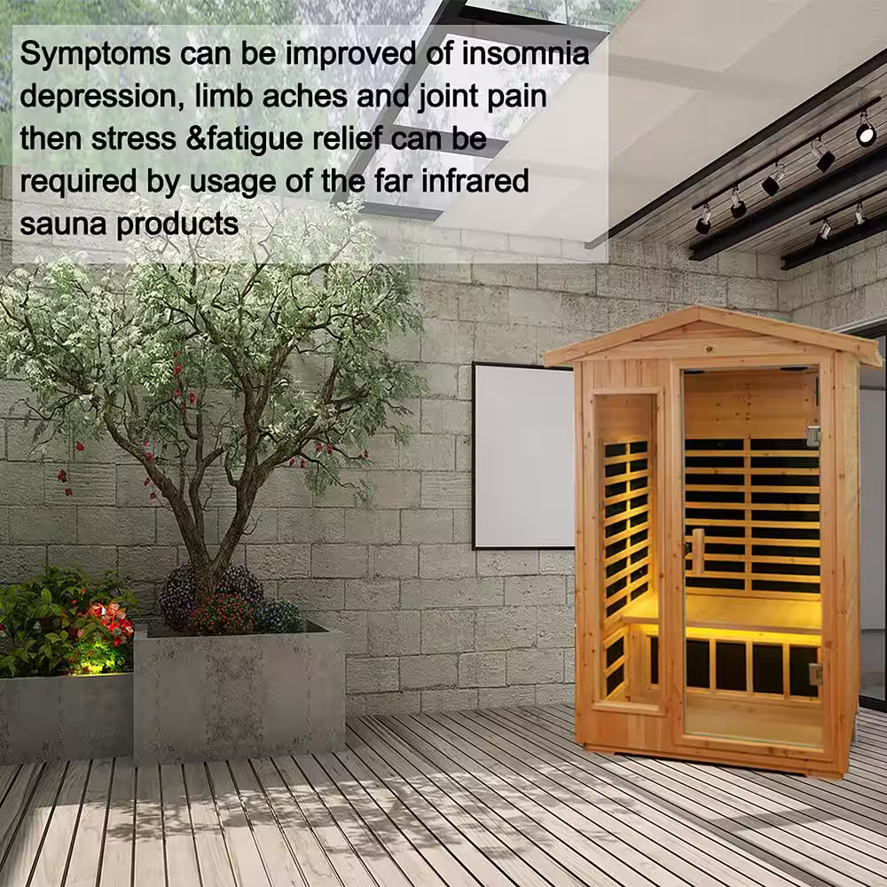 Whatseaso 57.87 in. L Two persons Canadian Premium Hemlock Wood Far Infrared Sauna Room 50HZ /120V