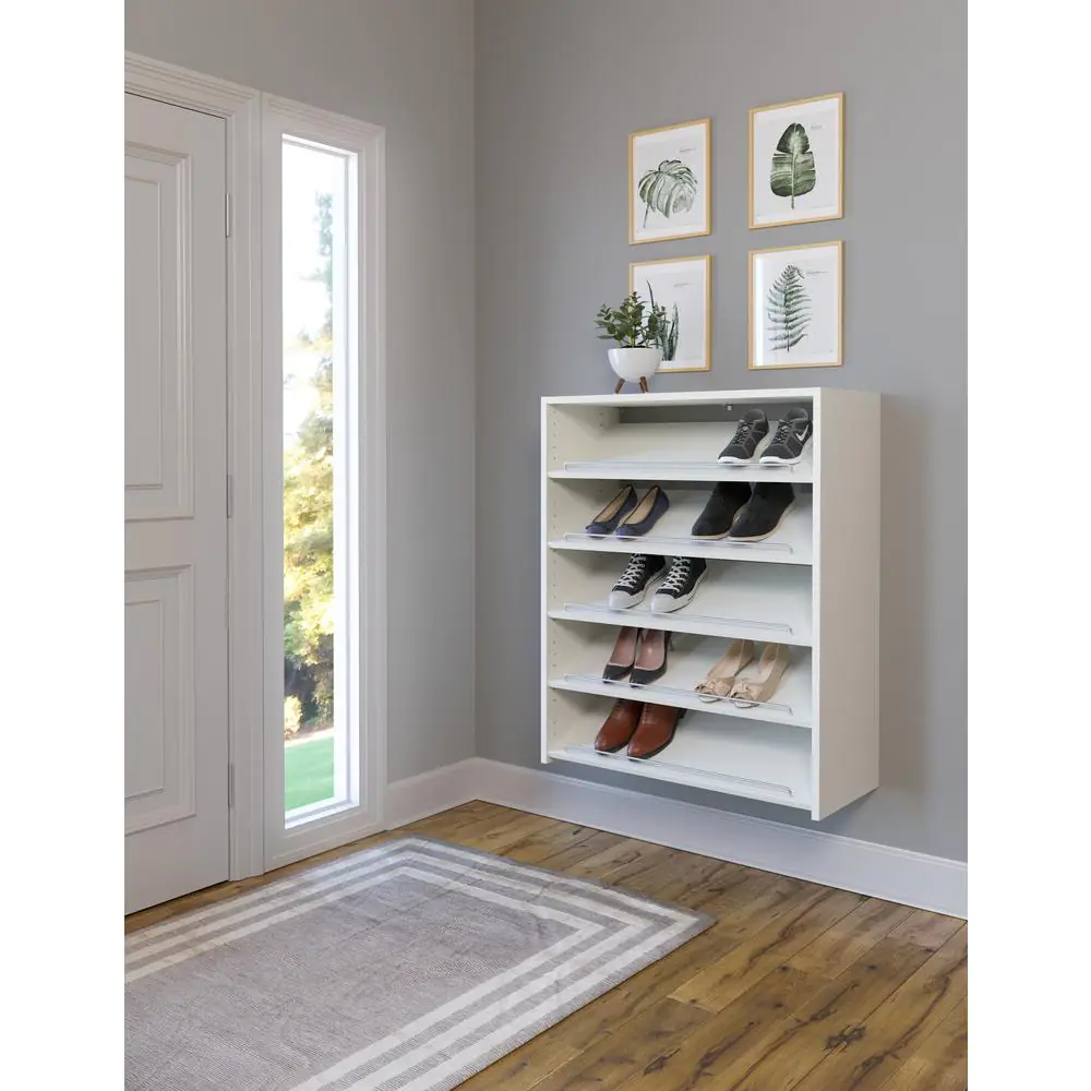 Closet Evolution 40 H 15-Pair 5-Tier White Laminate Shoe Rack