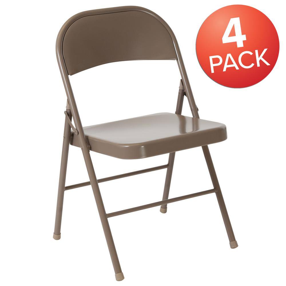 Carnegy Avenue Beige Metal Folding Chair (4-Pack)