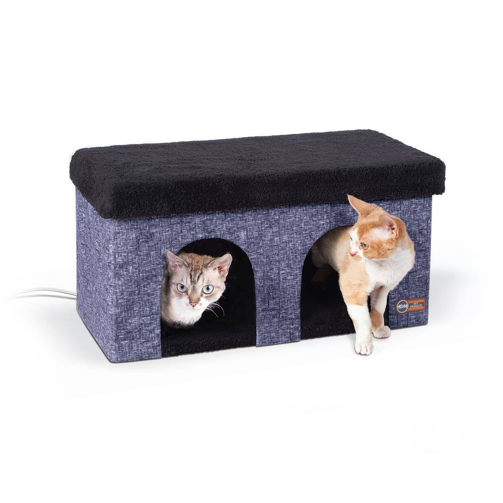K and H Pet Products 12 in. x 24 in. x 12 in. Classy Navy Thermo-Kitty Duplex 4W