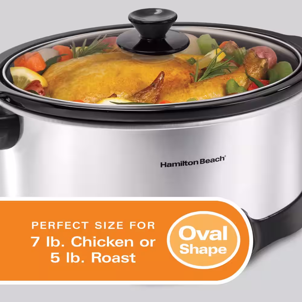 Hamilton Beach 7 Qt. Programmable Stainless Steel Slow Cooker with Built-In Timer and Temperature Settings