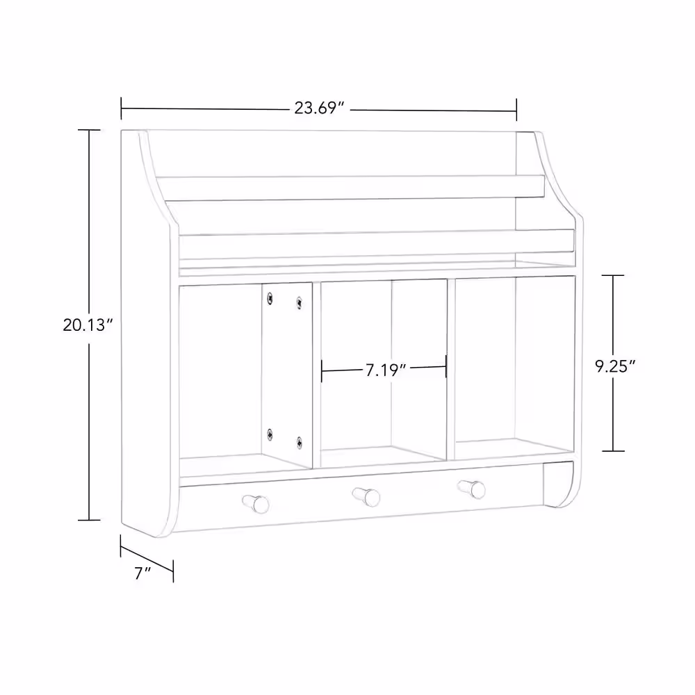 RiverRidge Home Kids White Wall Shelf with Cubbies and Bookrack