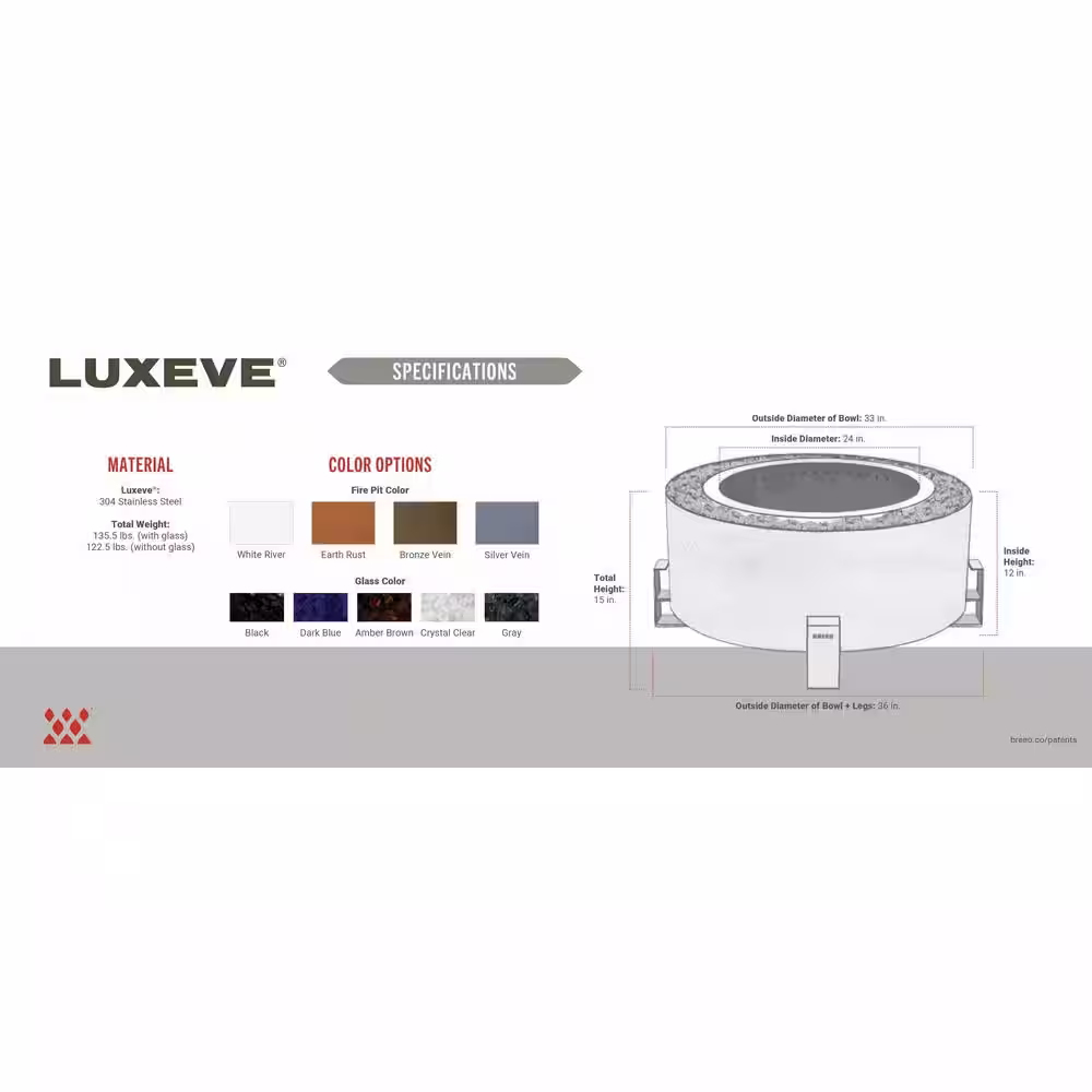 Breeo Luxeve Bronze Vein with Black Glass Smokeless Fire Pit