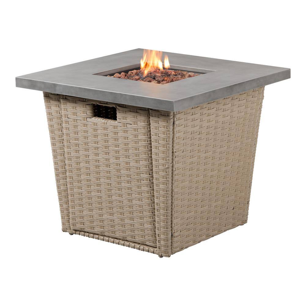 Hampton Bay Haymont 29.92 in. x 25 in. Square Steel Propane Gas Gray Fire Pit
