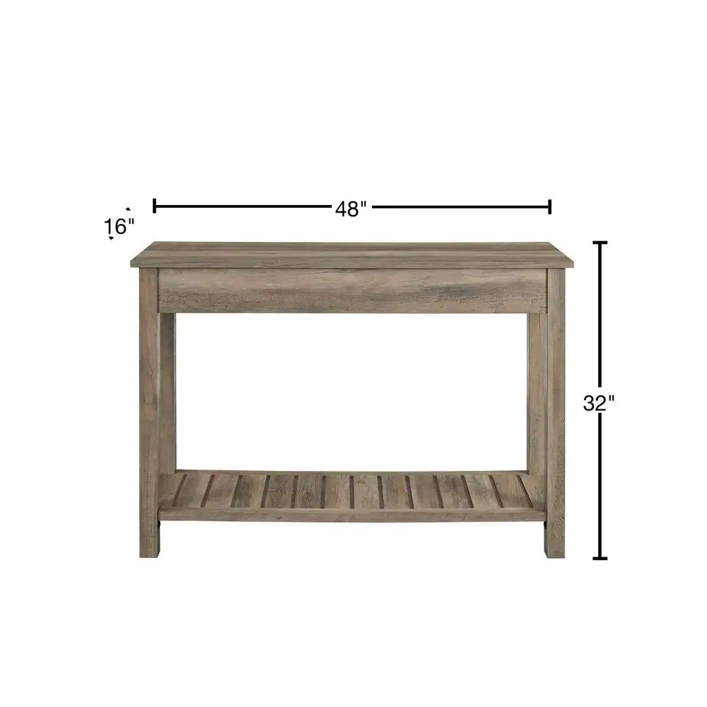 Walker Edison Furniture Company Country 48 in. Gray Wash Standard Rectangle Wood Console Table with Drawers