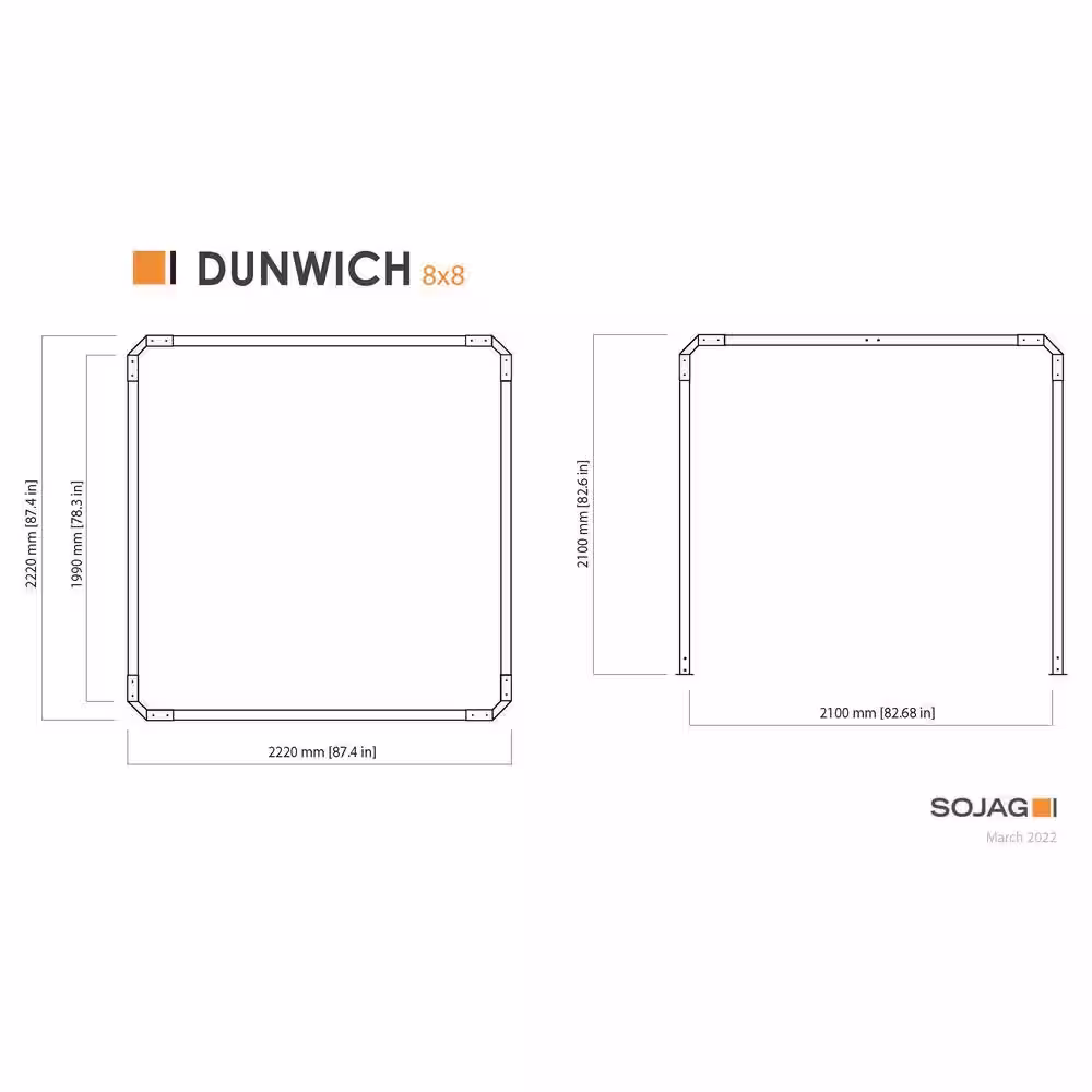 Sojag Dunwich 8 ft. x 8 ft. Grey Steel Framed Pergola
