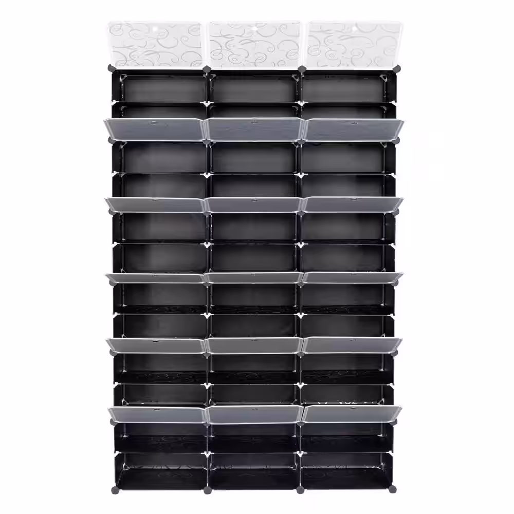 None 70.87 in. H 72-Pair Black Shoe Rack