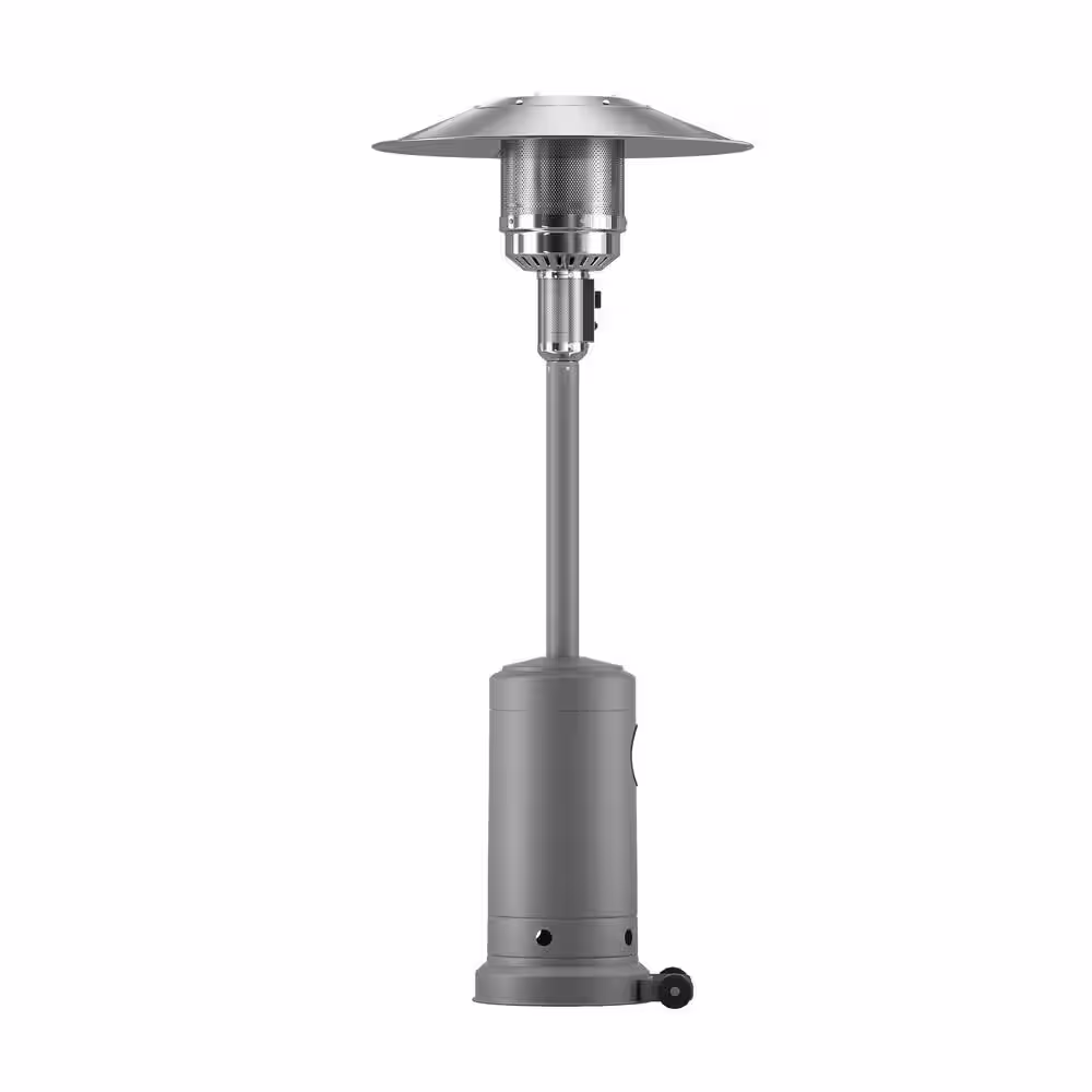 WESTIN OUTDOOR 47000 BTU Stainless Steel Freestanding Outdoor Gas Propane Patio Heater with Wheels in Silver