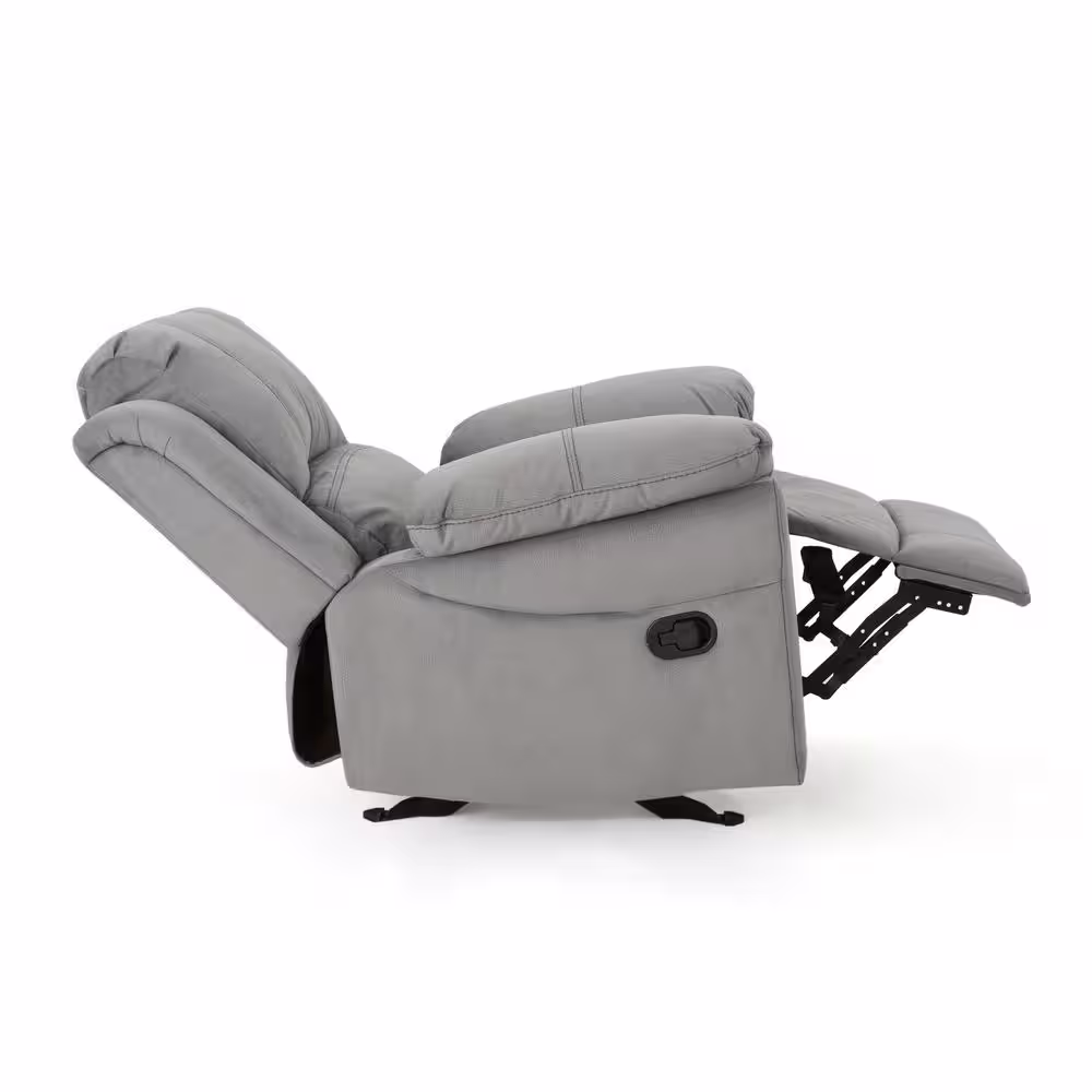 Noble House Celestina 39 in. Width Big and Tall Gray Microfiber Recliner
