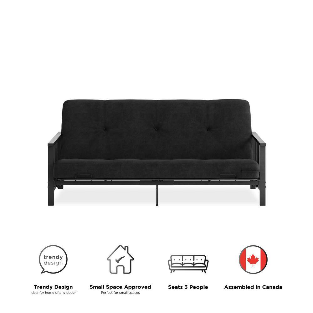 None Harlow 6 in. Blue Full Metal Arm Futon with Thermobonded High-Density Polyester Fill Futon Mattress