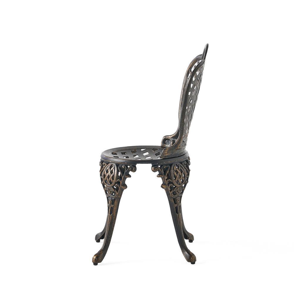 Noble House Cole Bronze 3-Piece Aluminum Round Outdoor Bistro Set