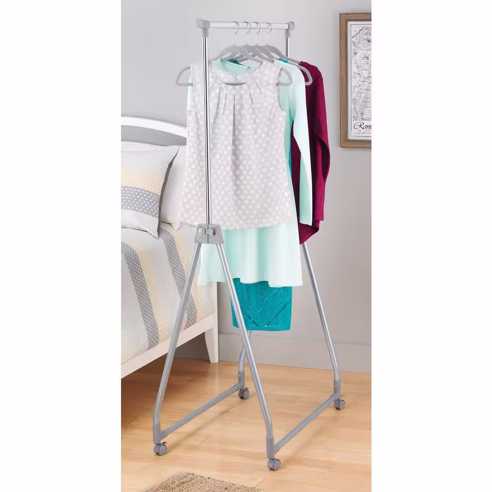 None Chrome Metal Clothes Rack 34 in. W x 66 in. H