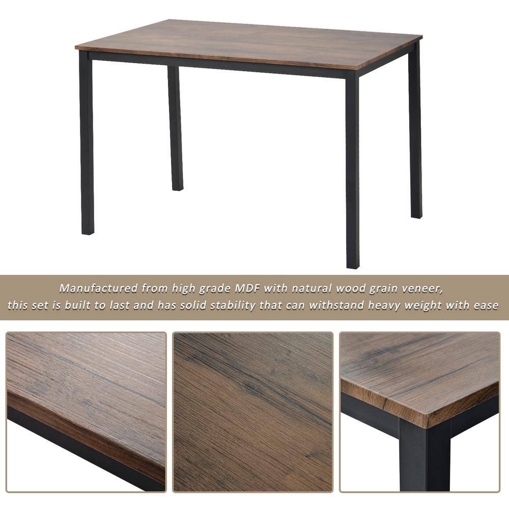 Harper & Bright Designs 5-Piece Industrial Brown Dining Set with Ergonomic Chairs