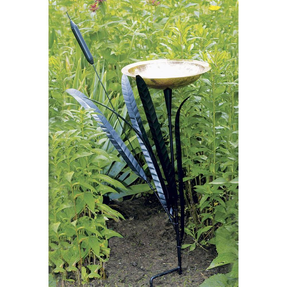 Achla Designs 50 in. Tall Copper Single Cattail Birdbath with 1 Bowl and Stake