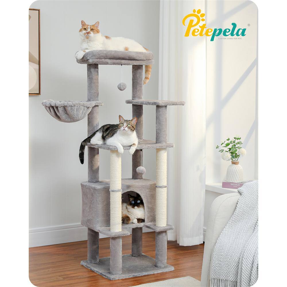 None Modern Cat Tree, Cat House, Cat Bed, Scratching Posts and Trees in Grey