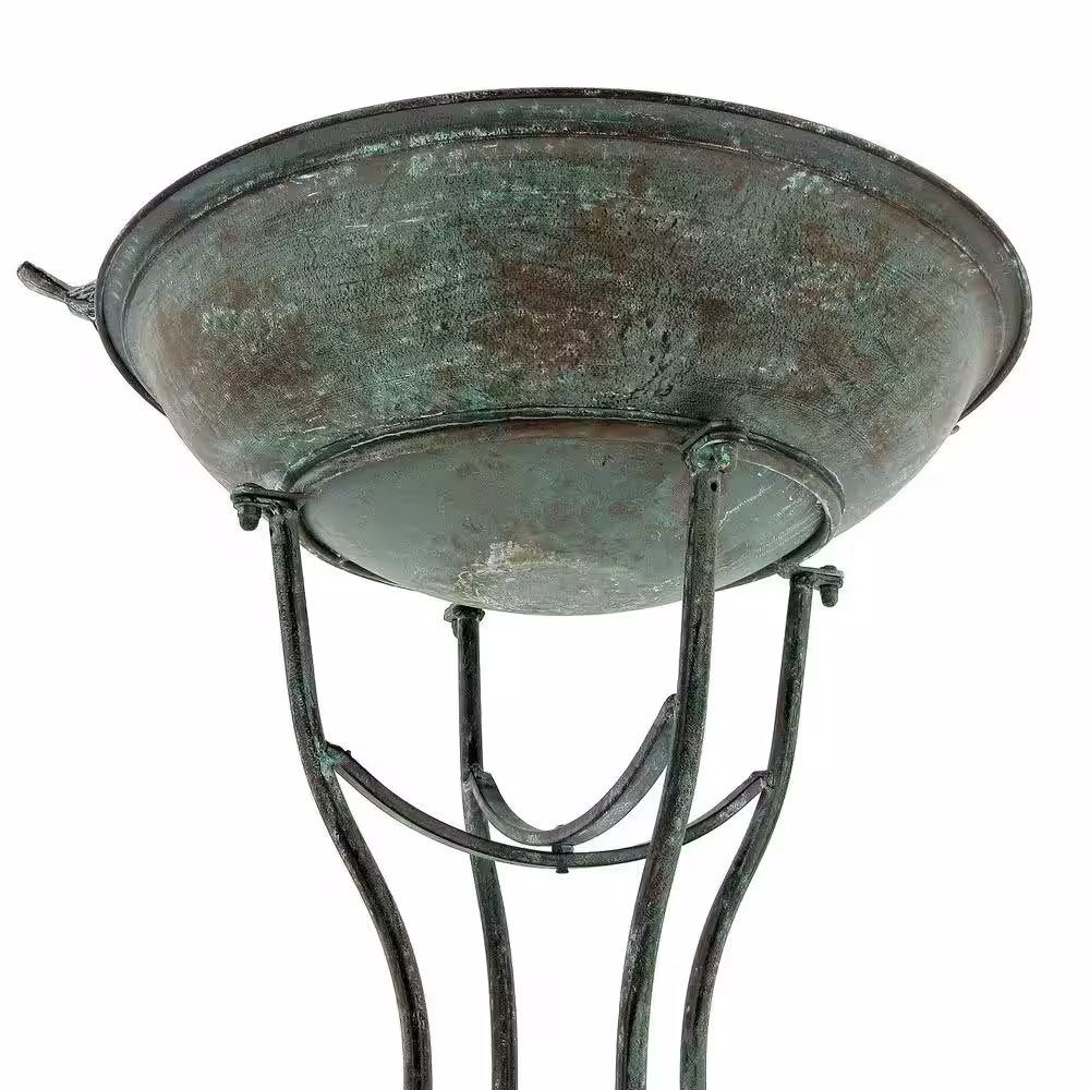 Zaer Ltd. International 2 Birds Iron Birdbath with Frosted Verdi Green