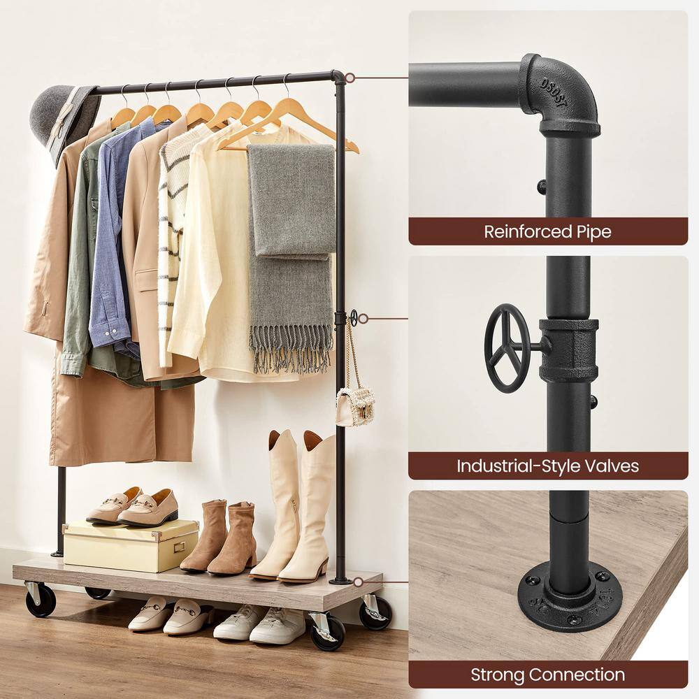 None Black Metal Garment Clothes Rack 41 in. W x 63 in. H