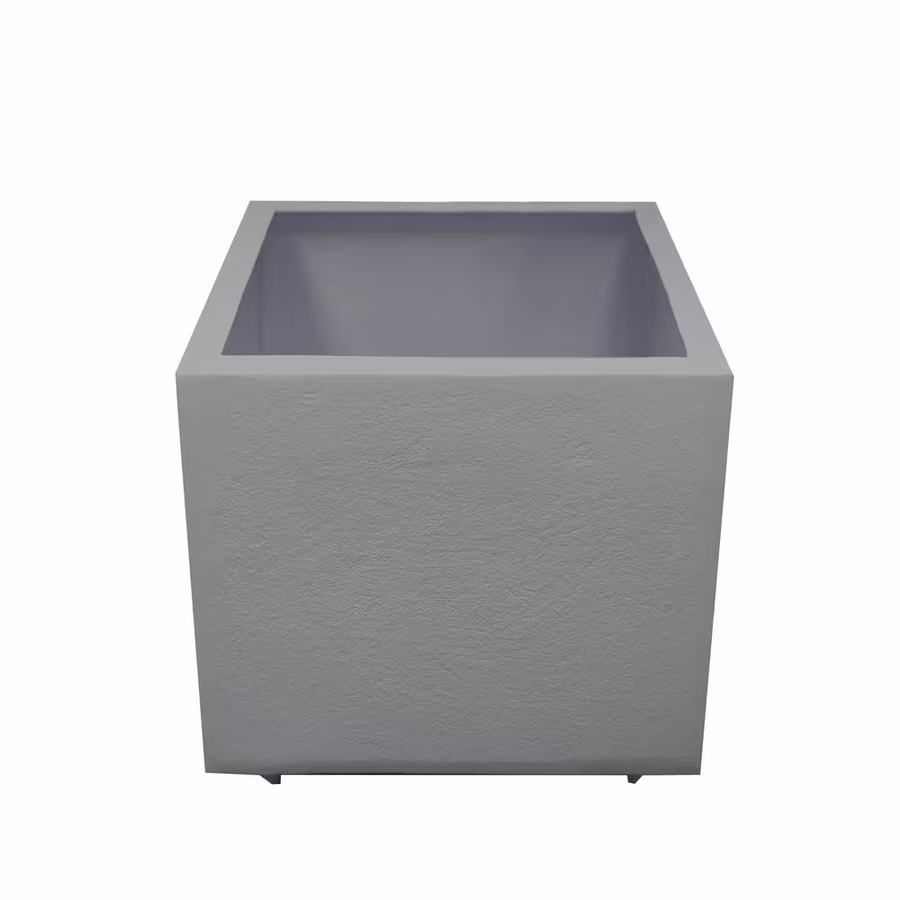 Oakland Living Modern 35 in. Grey Square Cast Aluminum Metal Bird Bath and Planter Vase Combo