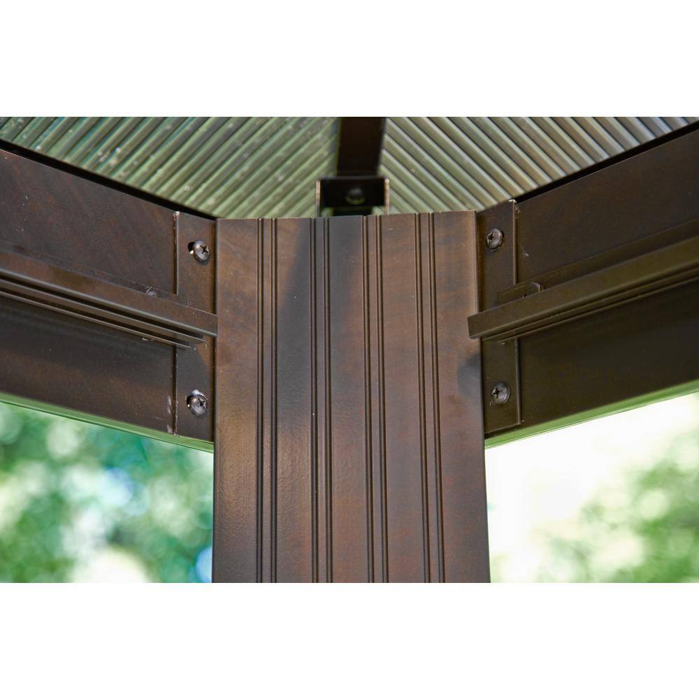 Gazebo Penguin 12 ft. x 14 ft. Brown Venus Gazebo with Metal Roof