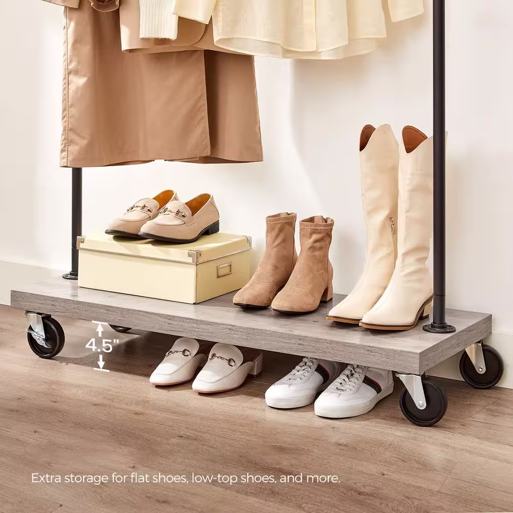 None Black Metal Garment Clothes Rack 41 in. W x 63 in. H