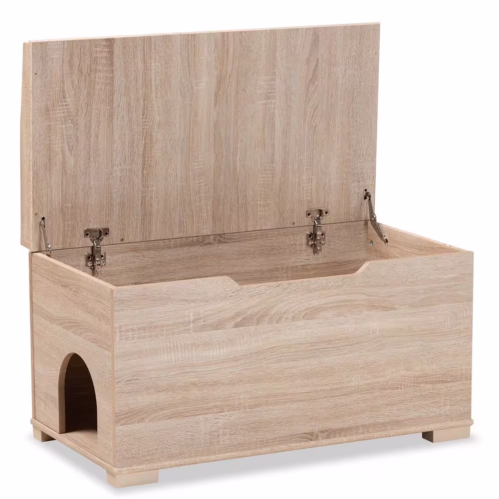 Baxton Studio Mariam Oak Litter Box Cover Cat House