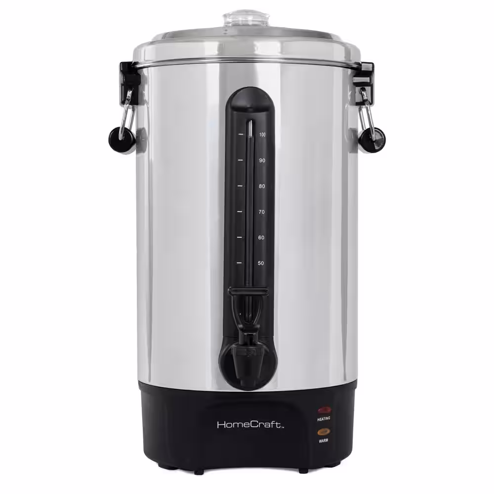 HomeCraft 100-Cup Stainless Steel Coffee Urn with 2-Spigots