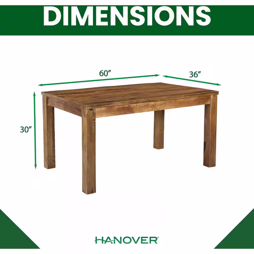 Hanover 36 in. Rectangle Natural Wood Dining Table (Seats 4-6)