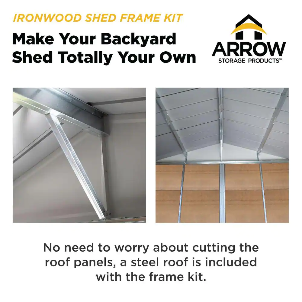 Arrow Ironwood 10 ft. W x 12 ft. D Anthracite-Finish Galvanized Steel Custom Hybrid Shed Kit