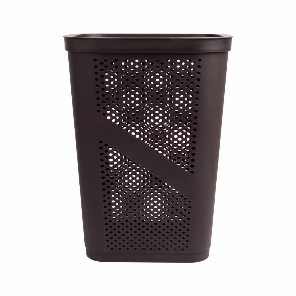 Mind Reader Basket Collection Laundry Hamper, 60 Liter (15kg/33lbs) Capacity, Cut Out Handles, Attached Hinged Lid, Set of 2, Brown