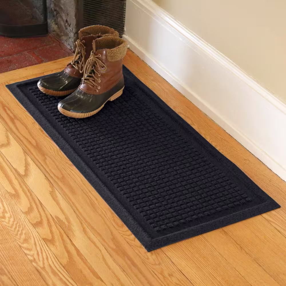 Bungalow Flooring Waterhog Squares 15 in. x 36 in. PET Polyester Indoor Outdoor Boot Tray Charcoal