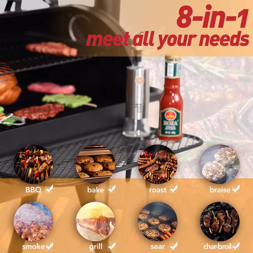 None Pellet Grill and Smoker in Black