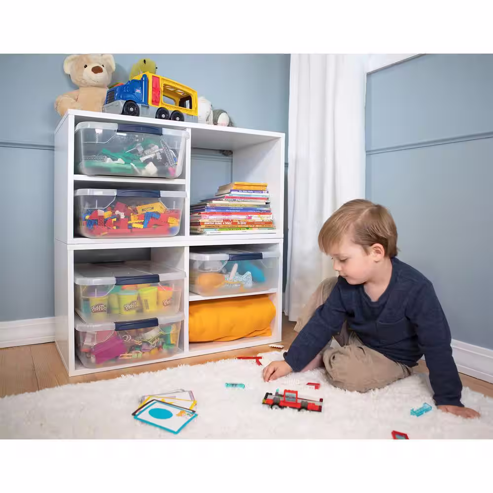 Rubbermaid Cleverstore (6) 30 qt. and (12) 6 qt. Plastic Storage Tote Container