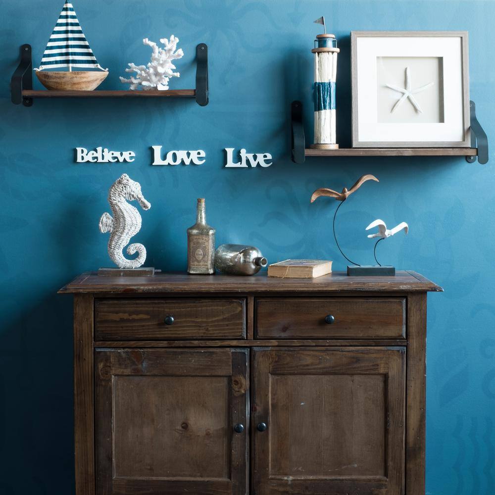 Rustic State Wall Shelf:24 Inch Reclaimed Wood with Black Iron Brackets