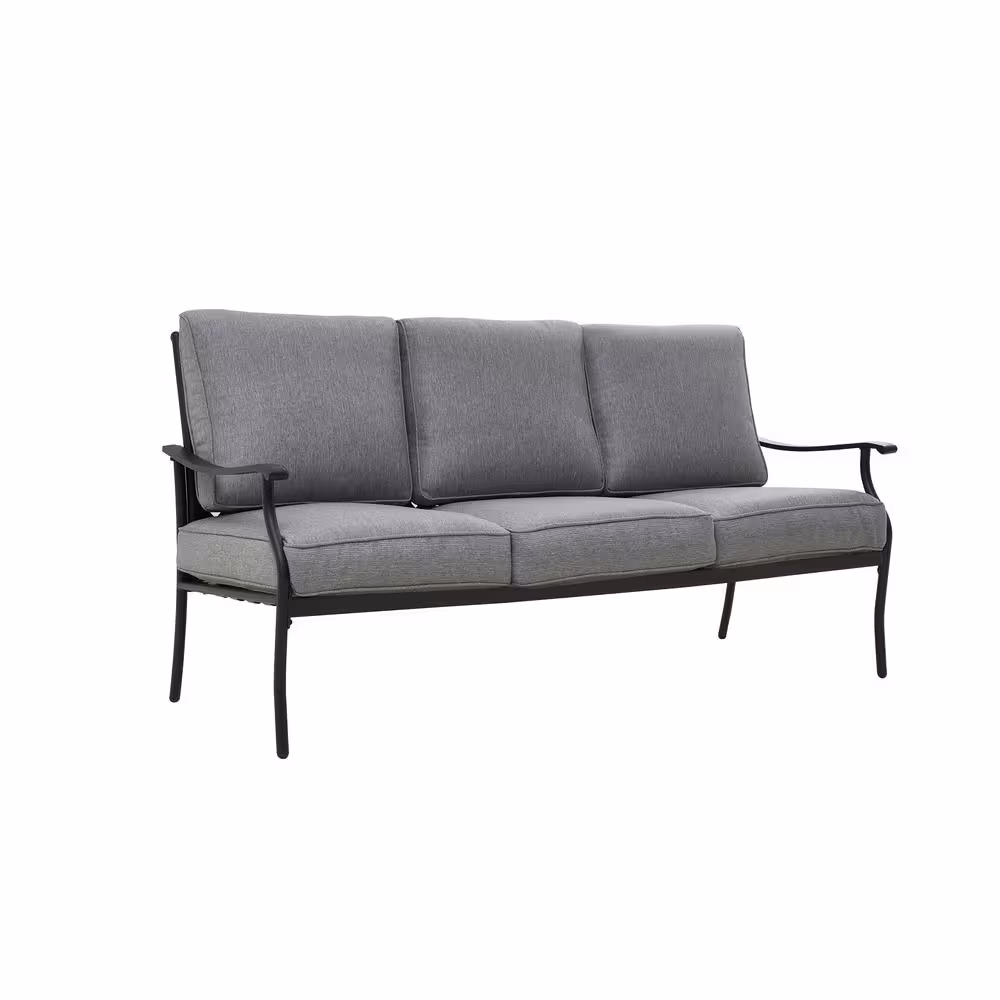 Patio Festival 6-Piece Metal Patio Conversation Set with Gray Cushions